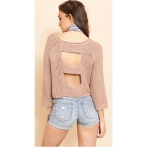 Free People Tan Open Back Sweater
